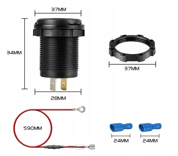 фото №8, Зарядное устройство автомобильная usb qc3.0 + pd usb c woltomierz кнопка on/off