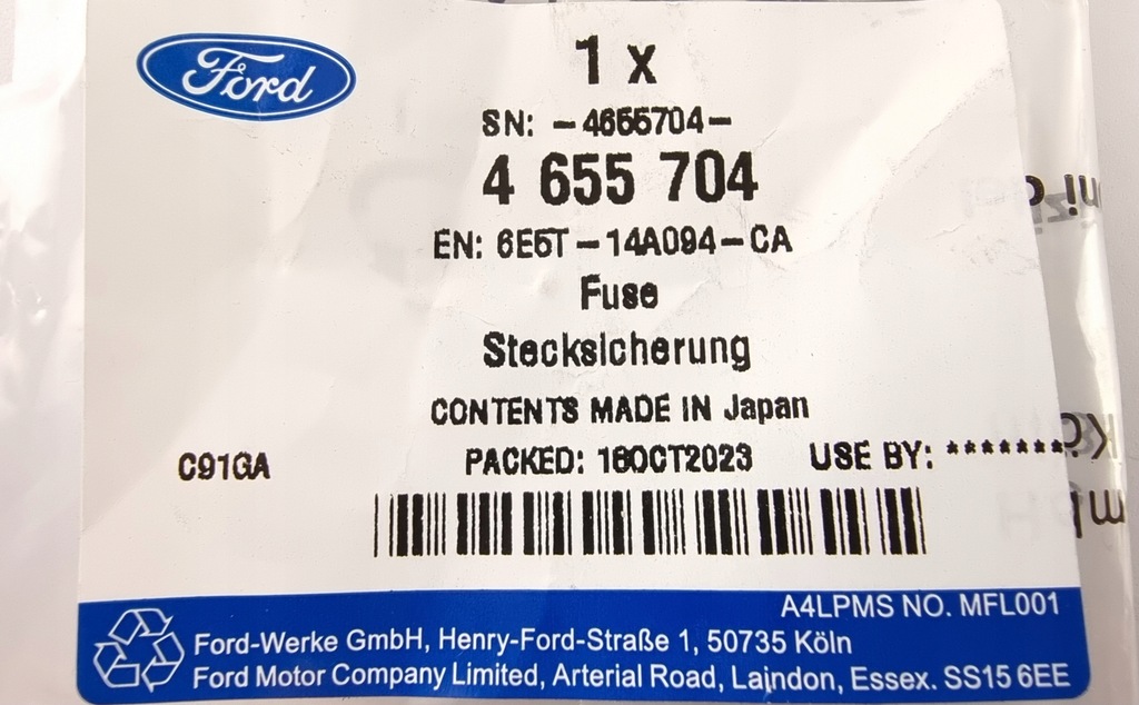фото №12, Запобіжник 58v 40amp ford b-max fiesta transit 4655704 _ 6e5t-14a094-ca