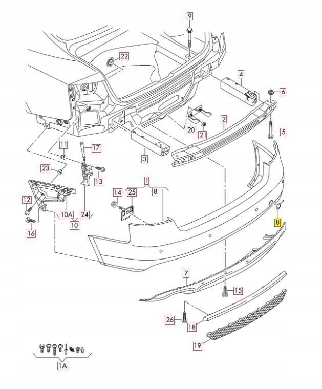 фото №6, Vag hak буксирувальний задня audi a5 s5 2008 2011 оригінальний 8t0807441gru