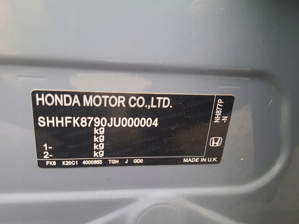 фото №2, Honda civic x type r nh788p 17- пороги накладки