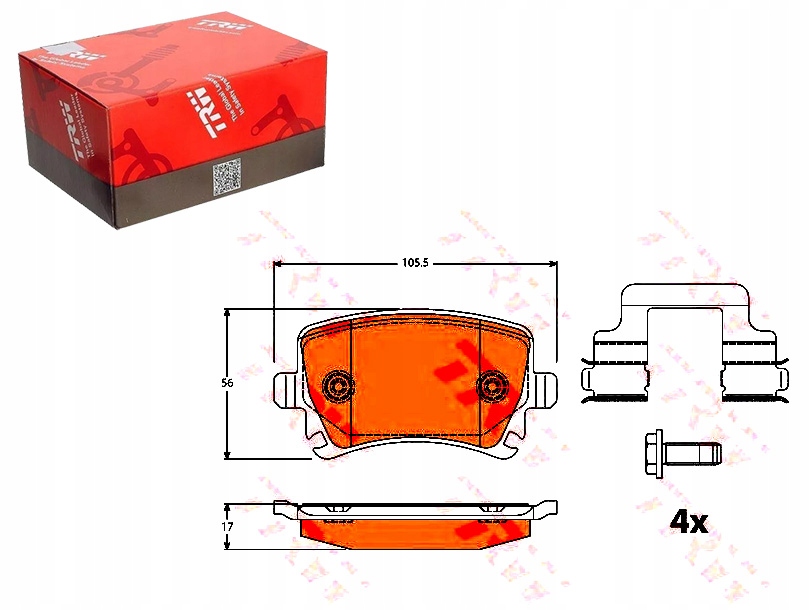 фото №1, Тормозные колодки тормозные vw задняя golf touran trw
