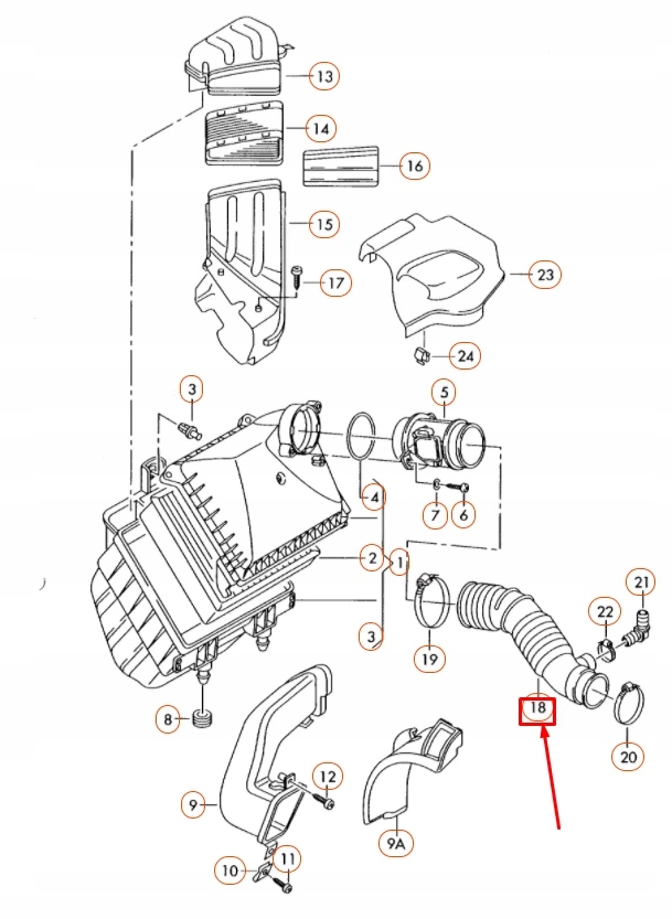 фото №10, Audi a4 b7 air впуск шланг 3b0129615k