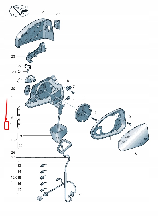 фото №1, Audi q3 f3 sportback передняя часть left сторона wing mirror lhd 83b857409h9b9