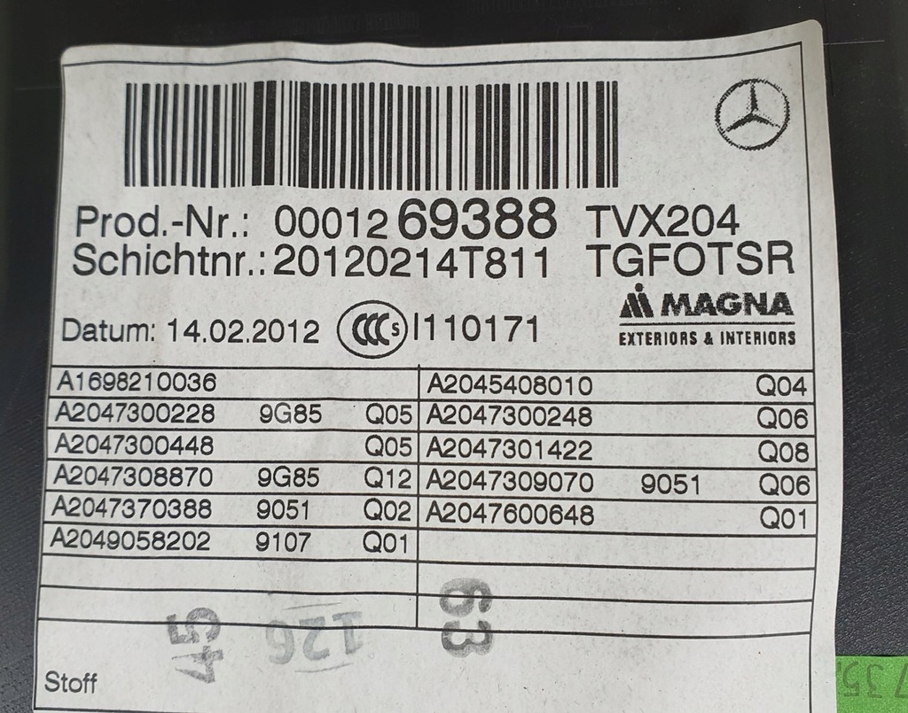 фото №6, Оббивка обшивка двері правий задня mercedes glk x204