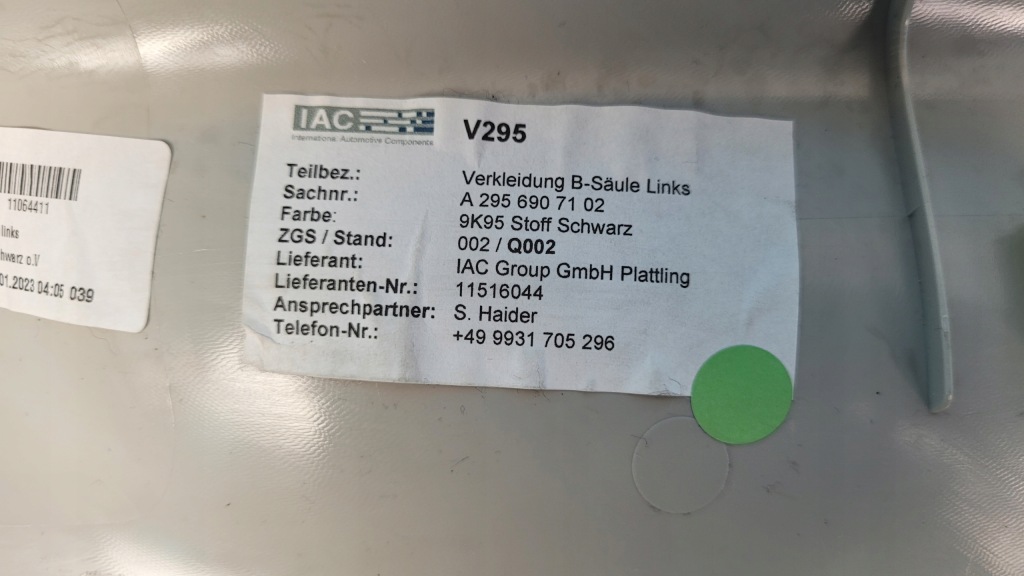 фото №14, Mercedes eqe w295 350+ 23r захист накладка стійка b ліва a2956907102