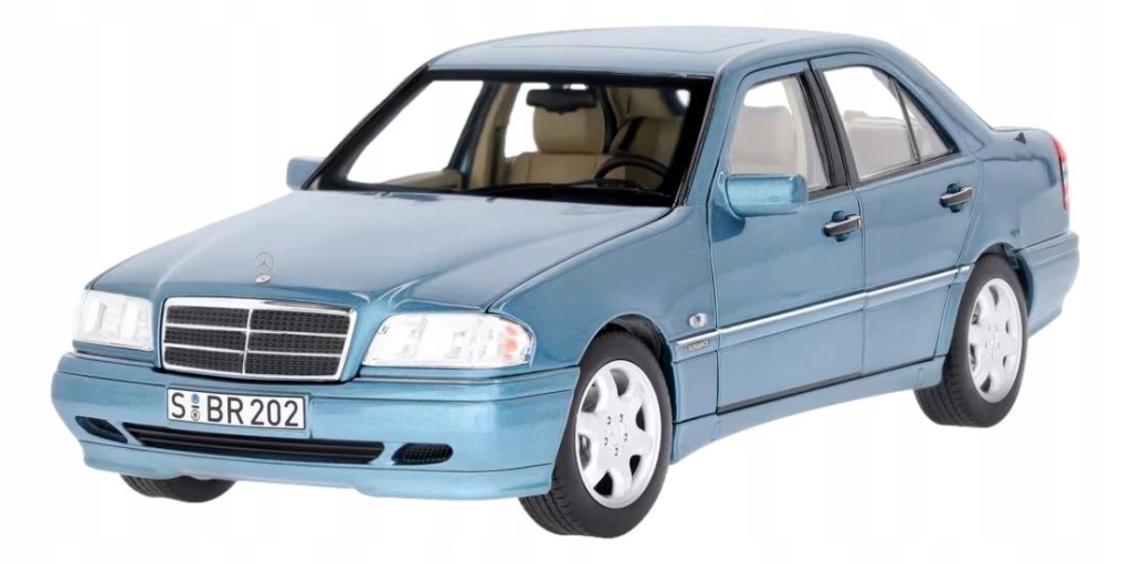 фото №1, Mercedes model автомобиля 1:18 c200 w202 sedan błękitny
