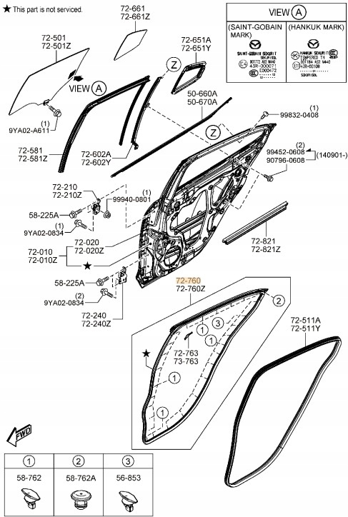 фото №3, Прокладка двері внутрішня задня права mazda 3 bm хетчбек оригінал