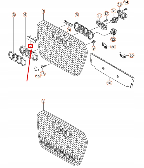 фото №2, Audi rs7 sportback 4g8 радиатор решётка inscription 4g8853736d2zz