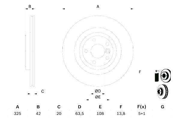 фото №1, Bosch тормозные диски тормозные 2szt. задняя jaguar f-pace i-pace xe xf ii