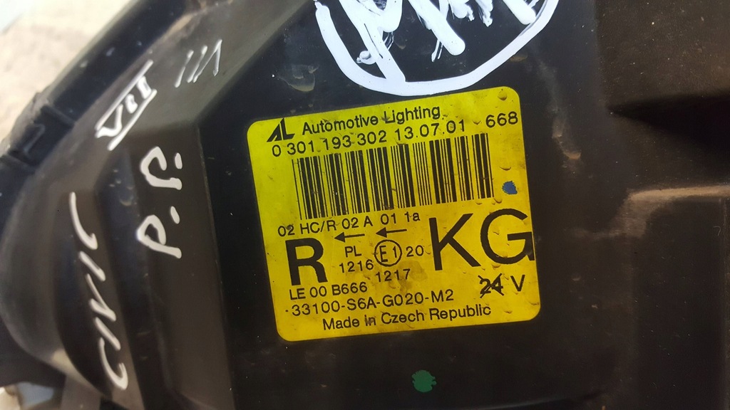 фото №7, Лампа правий перед передня 33100s6ag020m2 honda civic vii hb 00-04