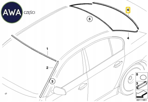 фото №9, Bmw 5 e60 оригинальная прокладка стекло задняя нижняя