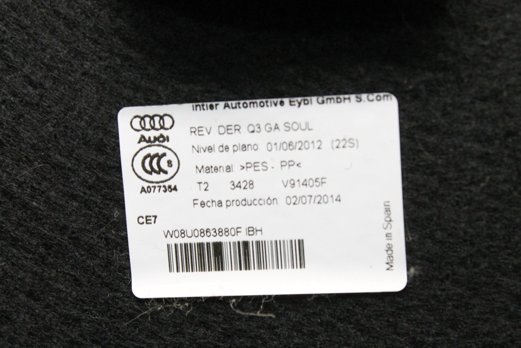 фото №8, Правая обивка багажника audi q3 8u w08u0863880f 2.0l дизель 103kw 2014