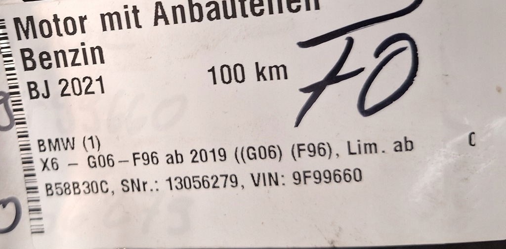 фото №13, Bmw g06 g05 g07 g15 двигатель b58b30c b58c kompletny new xdrive g12 f15 f16