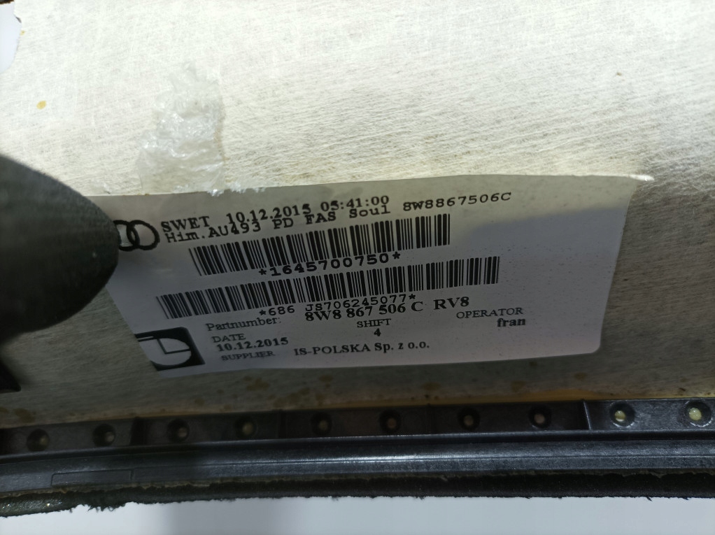 фото №11, Audi a5 f5 8w sportback s-line стеля ручки eu 8w8867606c