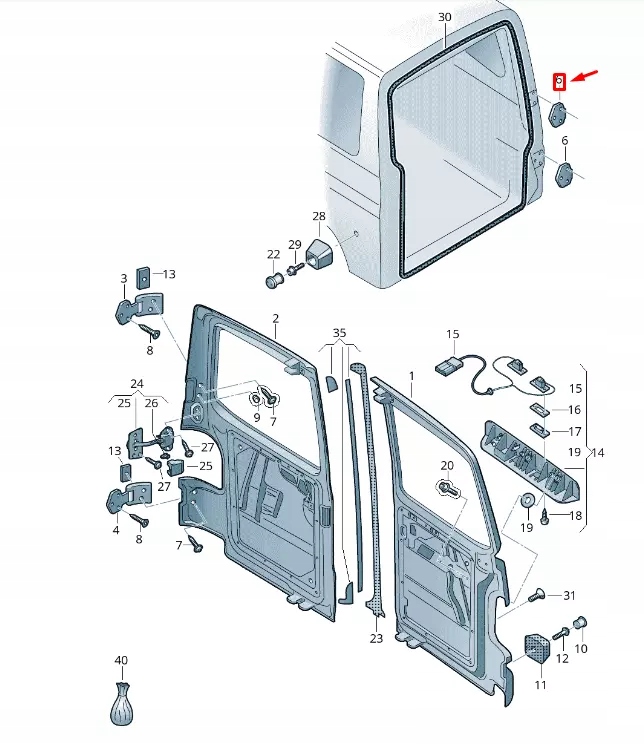 фото №1, Vw transporter vi t6 rear wing door уплотнитель 701827157d