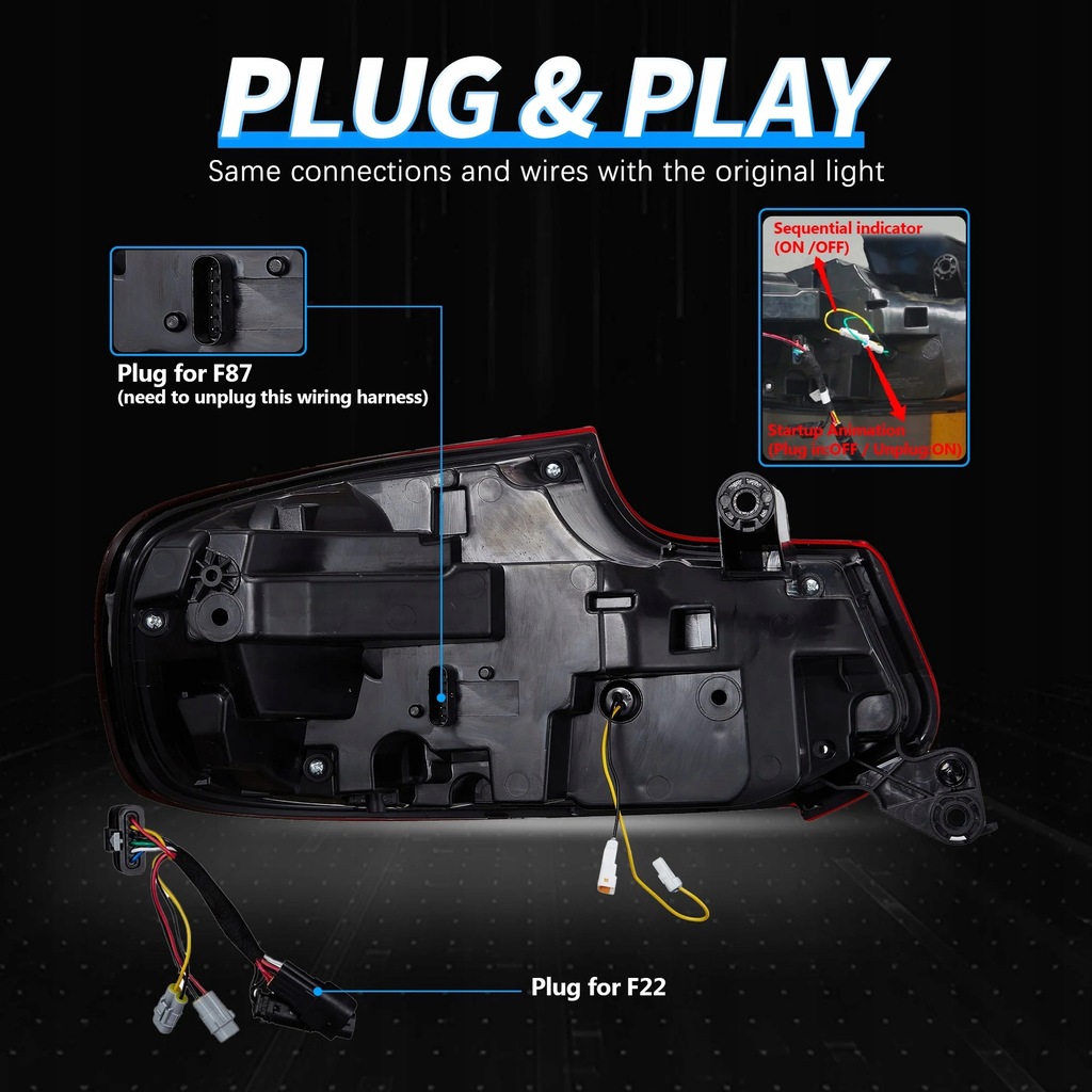 фото №13, Лампы задняя ne kpl vland led тюнинг m2-look bmw 2 f22 f23 f87 2014-2021