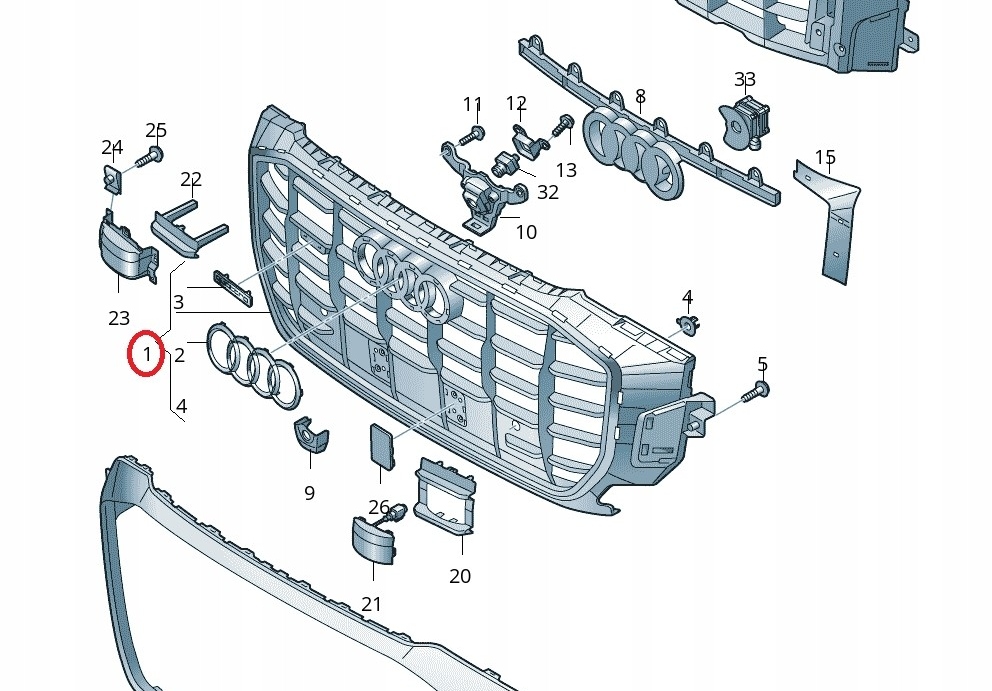 фото №16, Audi q8 4m решётка радиатора радиатора решётка радиатора оригинальный номер 4m8853651 4m8853651a 4m8853651c black