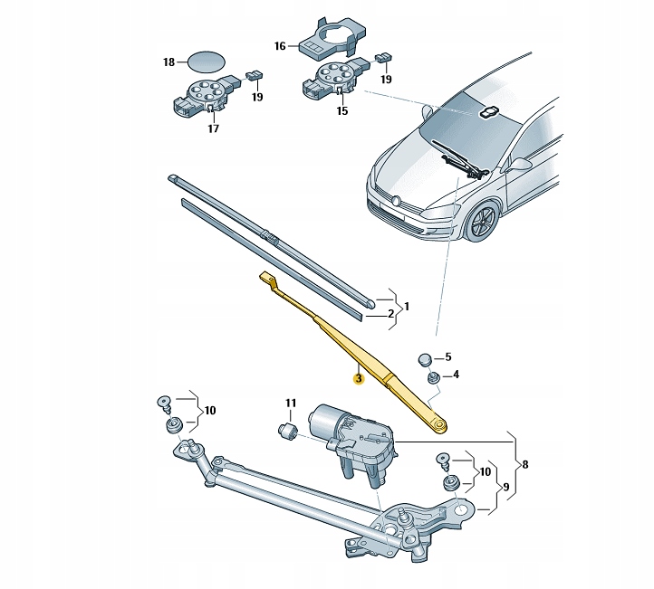 Купить Левая рычаг дворники стекло перед skoda octavia 3