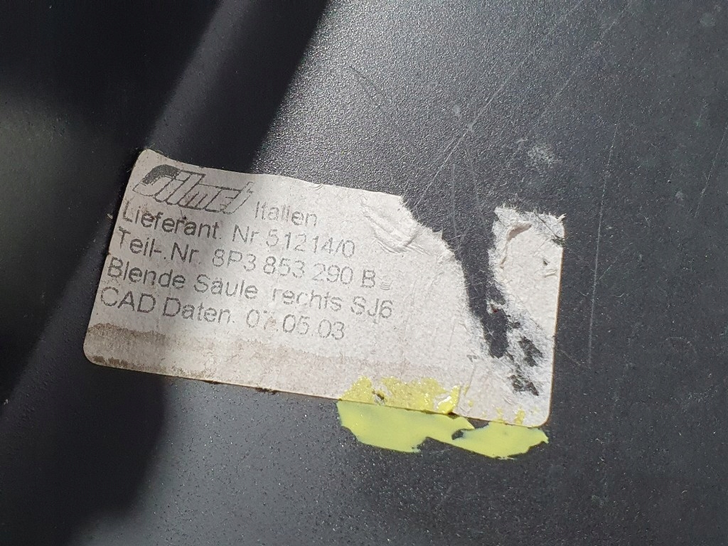 фото №7, A3 8p 3-y двері захист обшивка стійка праве 8p3853290 чорний mat