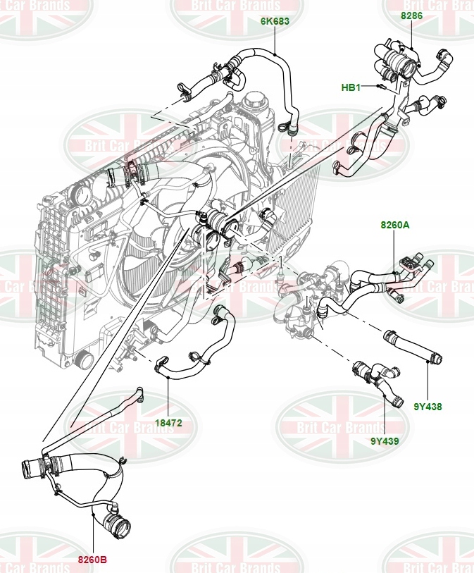 фото №3, Резиновый верхний труба радиатора land rover range rover l322 lr029140 bh428260ad