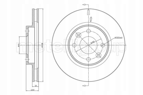 Купити Metelli 23-1504c диск гальмівна, dacia, smart,
