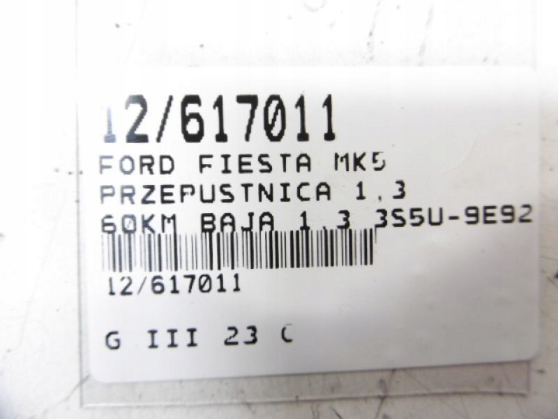фото №7, Fiesta mk5 дросельна заслінка 1,3 3s5u-9e926-ba