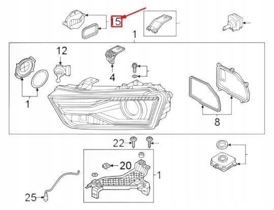 фото №8, Діод led з радіатор vag audi q3 8u оригінальний 8u0941475c