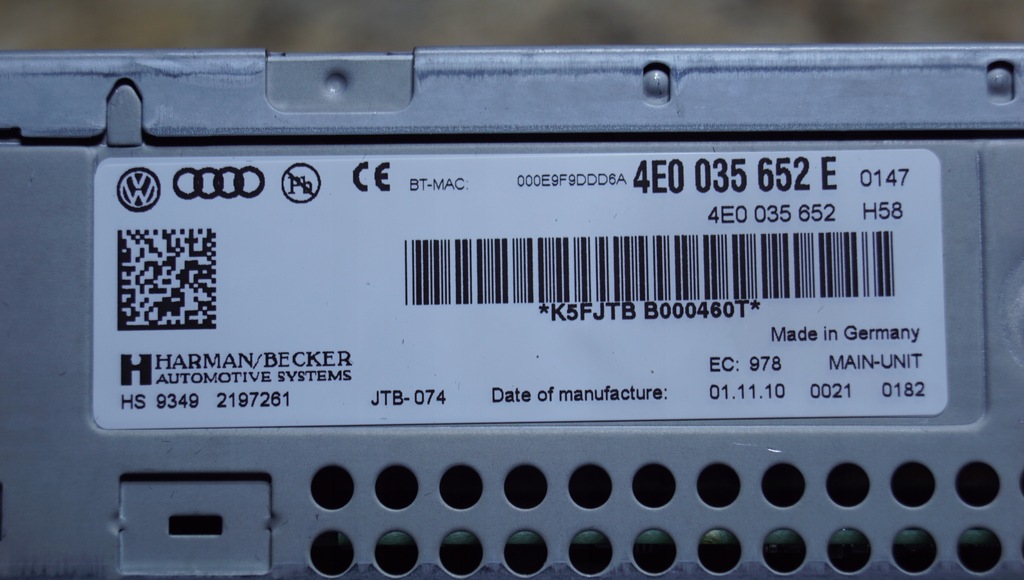 фото №9, Считыватель навигации audi a6 c6 lift 4e0035652e