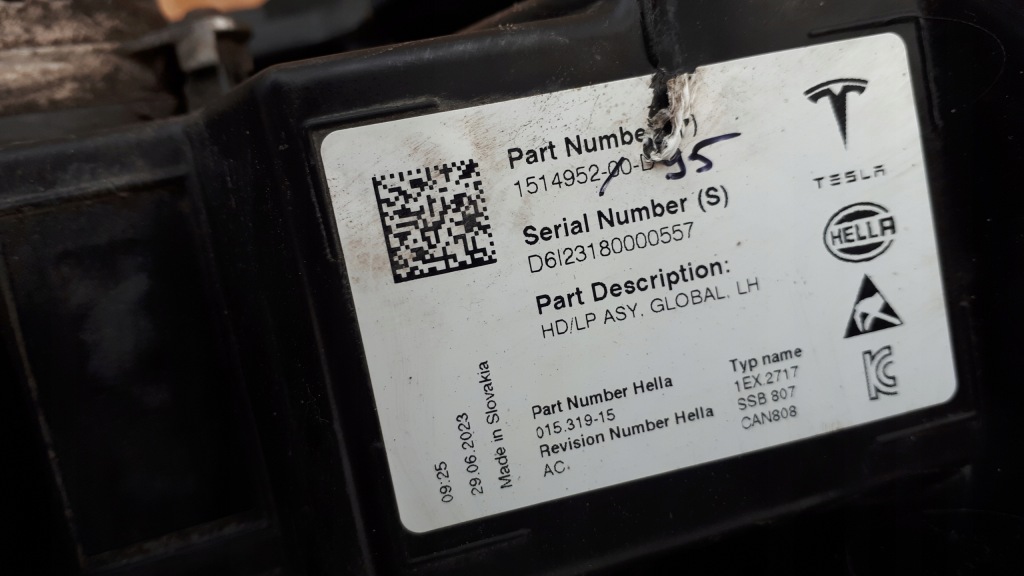 фото №13, Tesla model 3 y lift 20- лампа ліва перед фара лівий 1514952-00-d