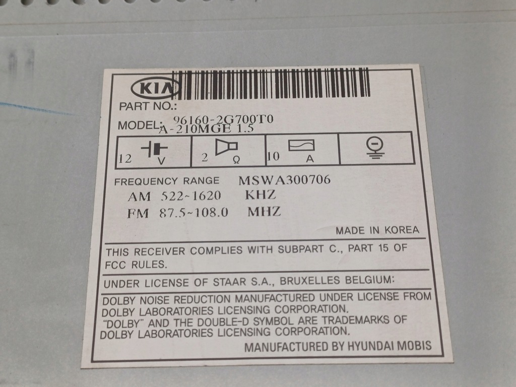 фото №8, Kia magentis 2 ii - радио заводской оригинальный 961602g700t0