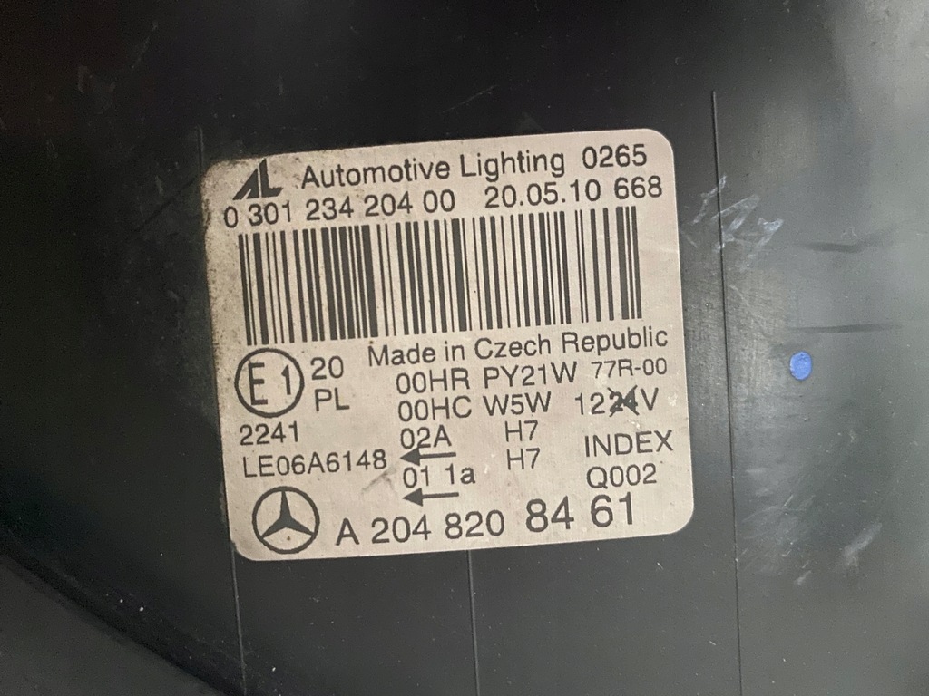 фото №9, Лампа правая фара mercedes c-klasa w204 07-10