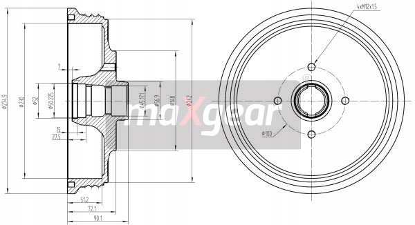 фото №11, Барабан ham. vw t. caddy 94-00 230x51 maxgear