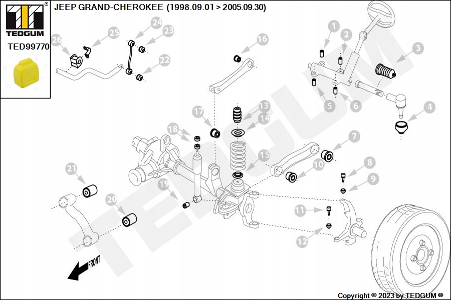 фото №10, Ted-gum подушка міст jeep p. grand-cherokee 98-05 le/pr