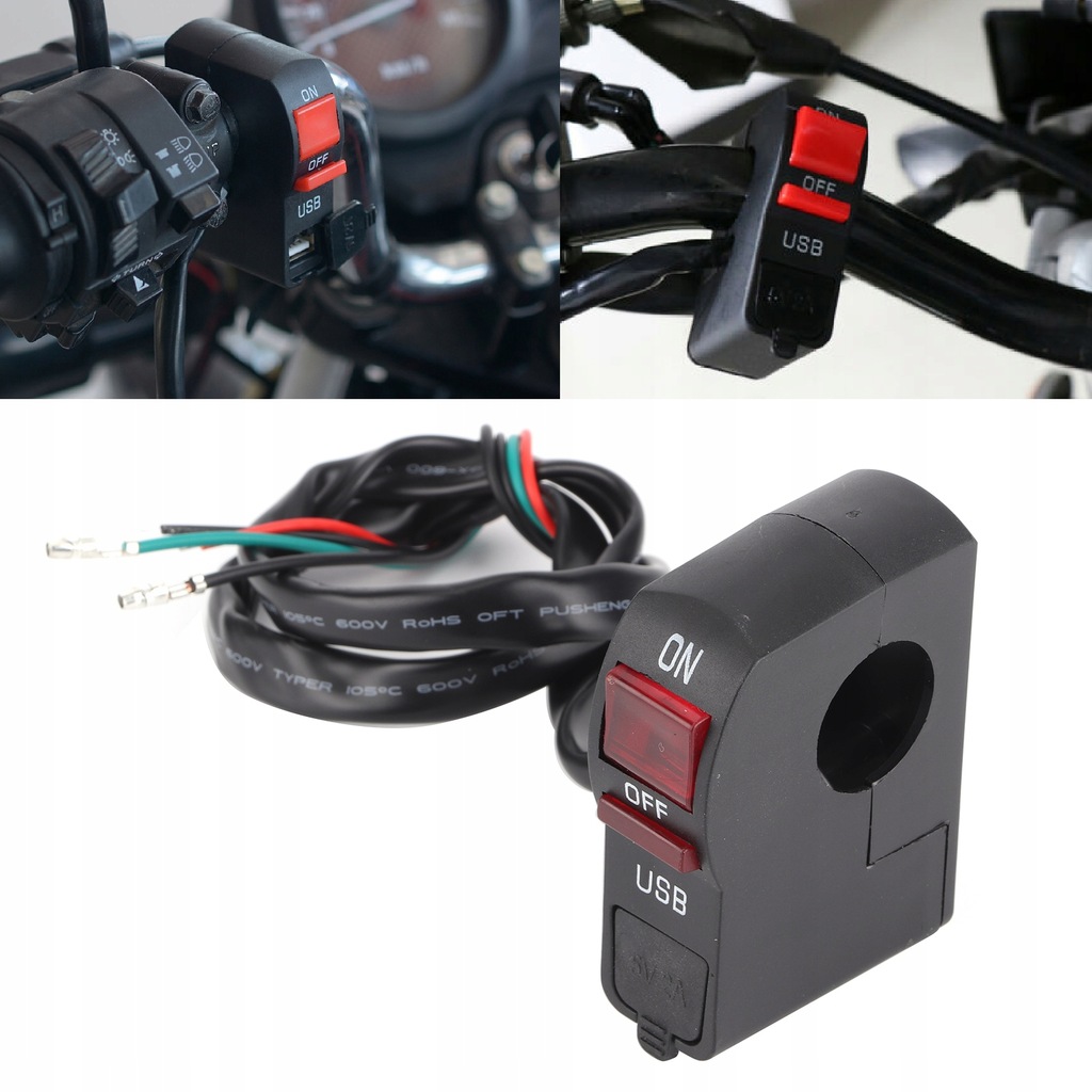 фото №12, Кнопка вмикання i wyłączania фари motocyklowych 5v 2a з зарядний пристрій