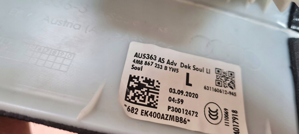 фото №13, Sq8 q8 захист стійка скло ліва sline czarna стельовий 4m8867233b