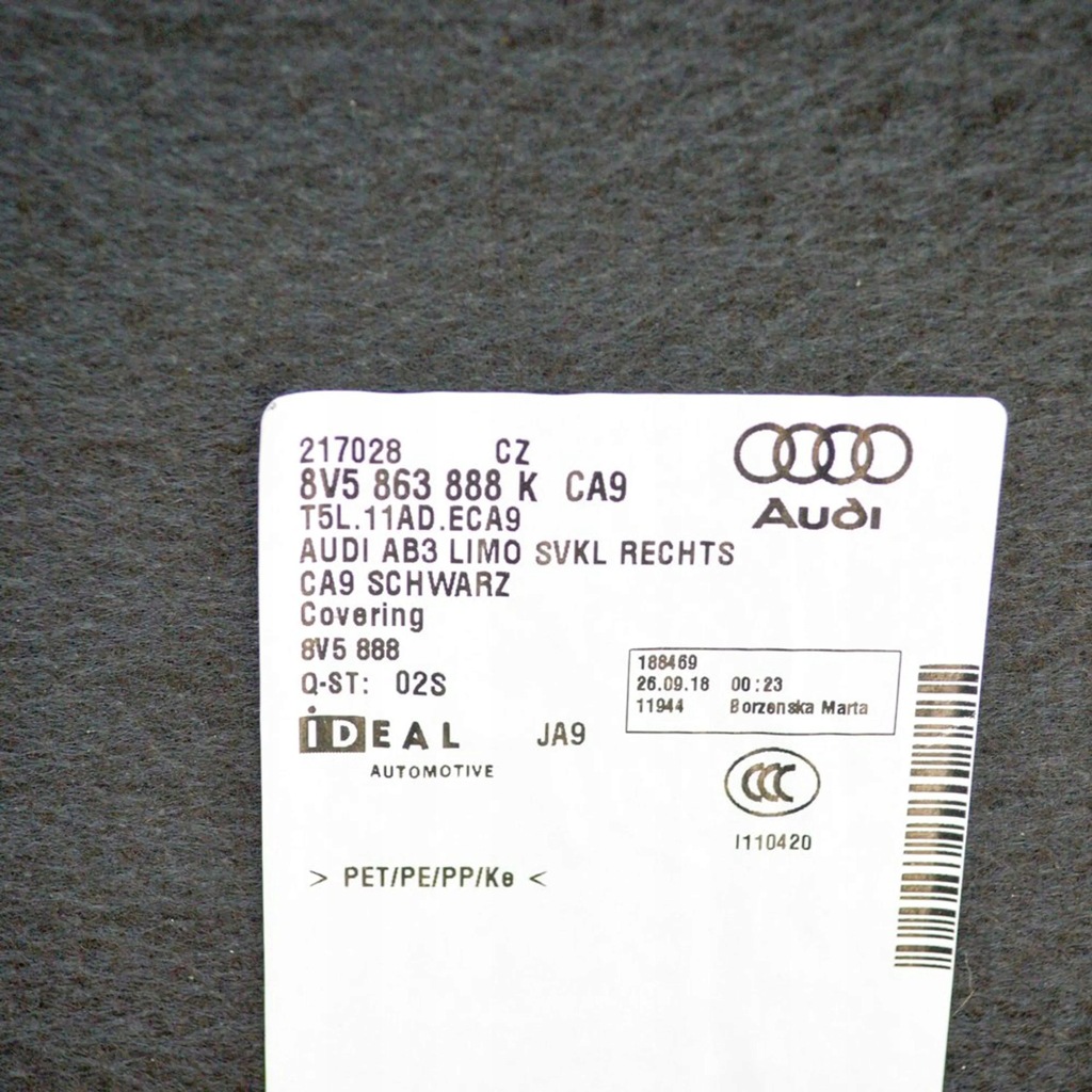 фото №6, Audi a3 s3 8v 2018 обшивка / обивка / багажника