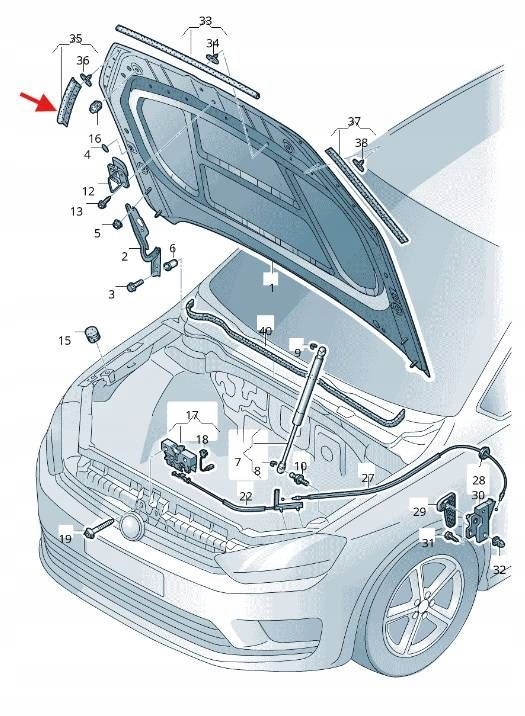 фото №1, Прокладка капот сторона правая перед vw golf sportsvan