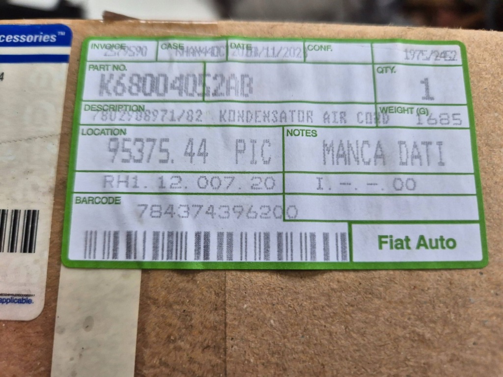 фото №7, Конденсатор кондиционера 68004052ab dodge caliber avenger pk 06-