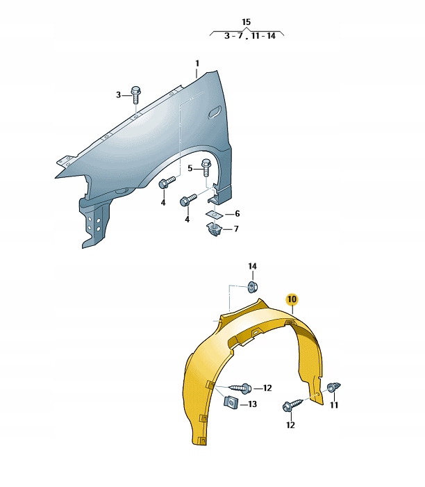 фото №1, Підкрилок лівий перед volkswagen polo derby vento оригінальний номер