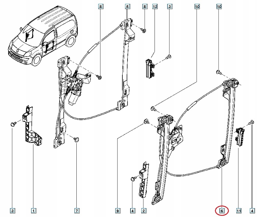 фото №8, Подъемник стекло renault kangoo ii 2008 - перед левый оригинальный номер