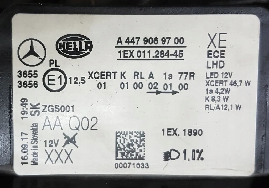 Mercedes vito a447 full led фара ліва передня фара Оригінал