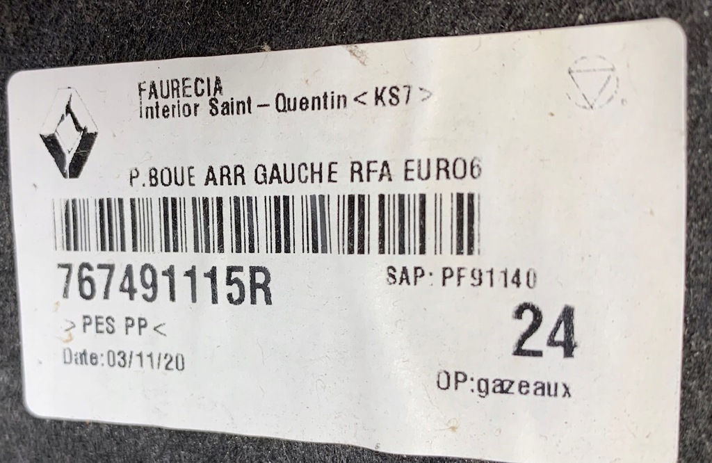 фото №5, Оригінал підкрилок ліва задня renault scenic iv grand scenic 767491115r