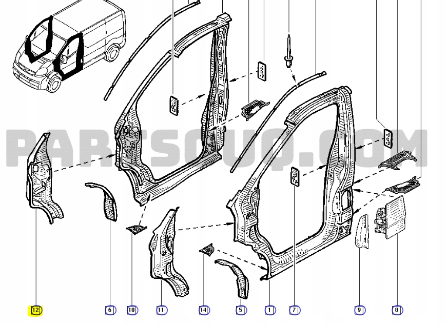 фото №9, Підсилювач стійка правий перед renault trafic ii оригінальний номер 7751472585