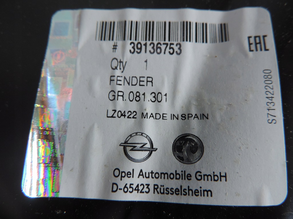 фото №9, Капот крыло левый правый opel crossland przed liftem новый оригинал