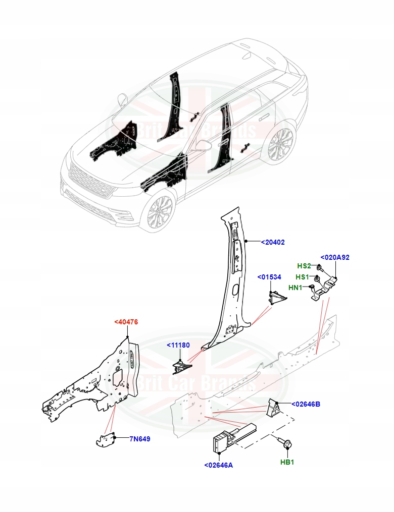 фото №3, Подкрылок кронштейн крепления крыла перед левый land rover velar lr091239