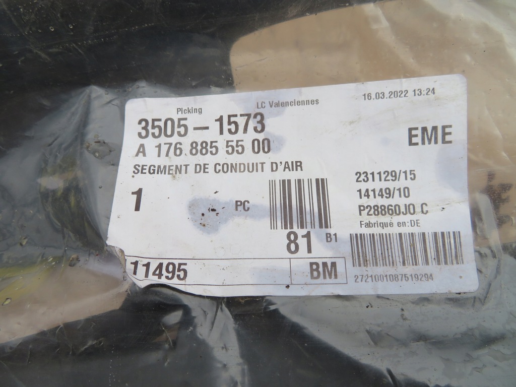 фото №10, Mercedes-benz оригінальний номер a1768855500 впуск повітря