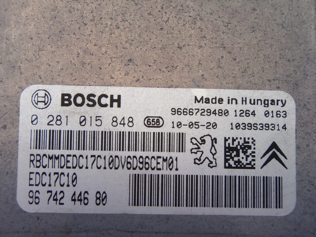 фото №4, Бортовой компьютер двигателя citroen c3 ii 1,6 ehdi 0281015848