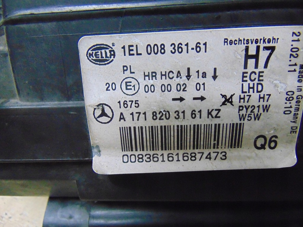 фото №15, Лампа левая перед mercedes slk w171 a1718203161 europa