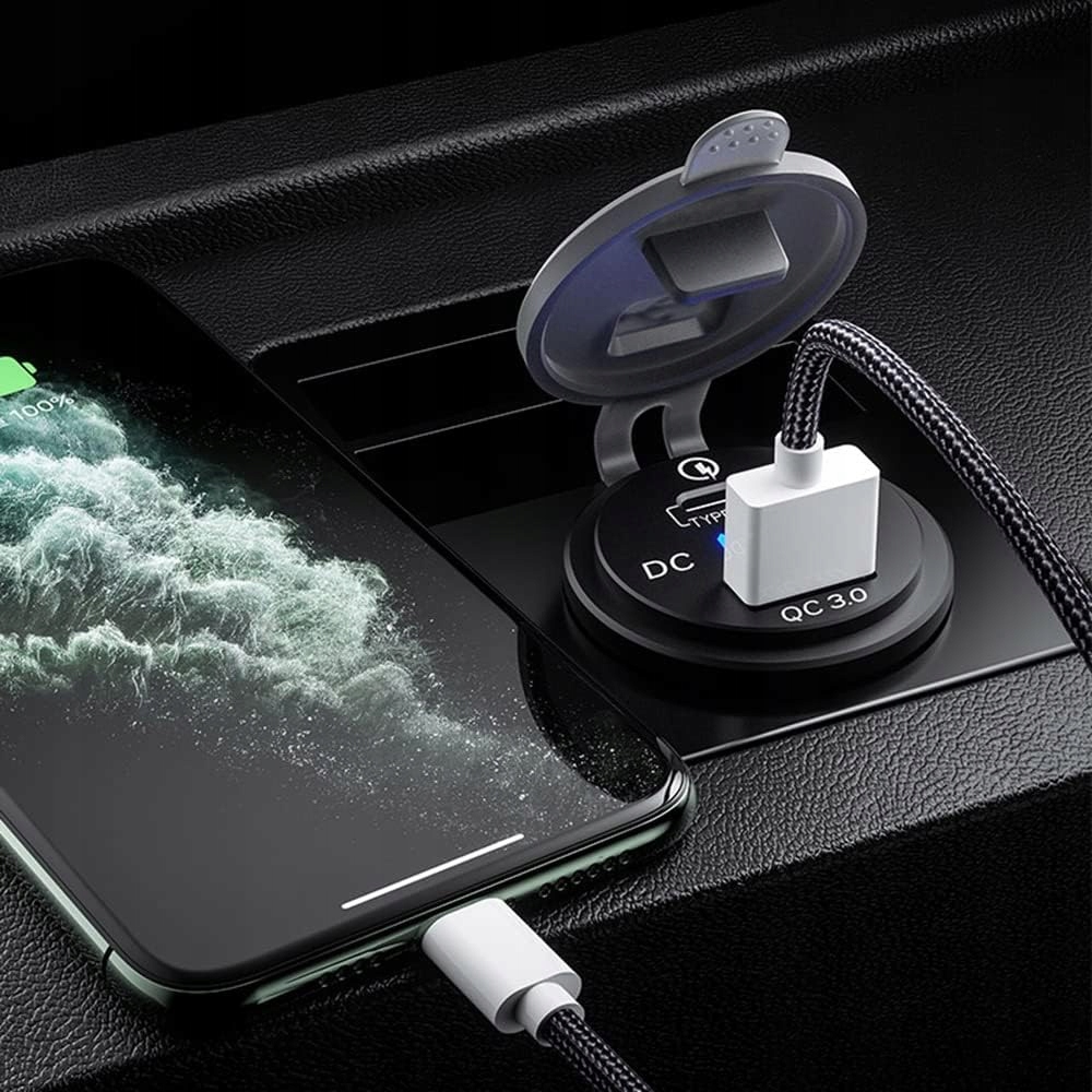 фото №8, Зарядний пристрій woltomierz панель usb qc3.0 + pd usb c швидкі заряджання 63w