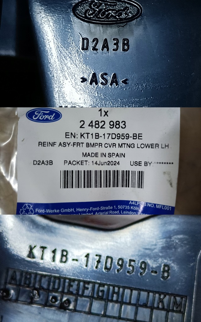 фото №8, Ford tourneo connect 18- напрямна кронштейн бампера лівий перед kt1b-17d959-be